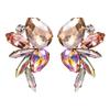 Boucles d'oreilles exagérées en cristal coloré européen et américain avec diamants pour femmes