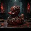 Gotisches Enten-Ornament Halloween Horrorfigur Teufelstier Harzstatue Dunkles Thema Partydekoration Schreibtisch für Regal Schreibtisch Auto Schwarz Rote Textur