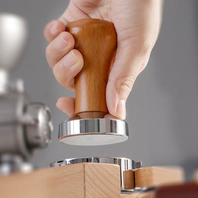 Leeseph Coffee Tamper Iron Flat Bottom Tamping Tool with Wood Handle Espresso Press Flat Base for Home Barista Coffee Shops