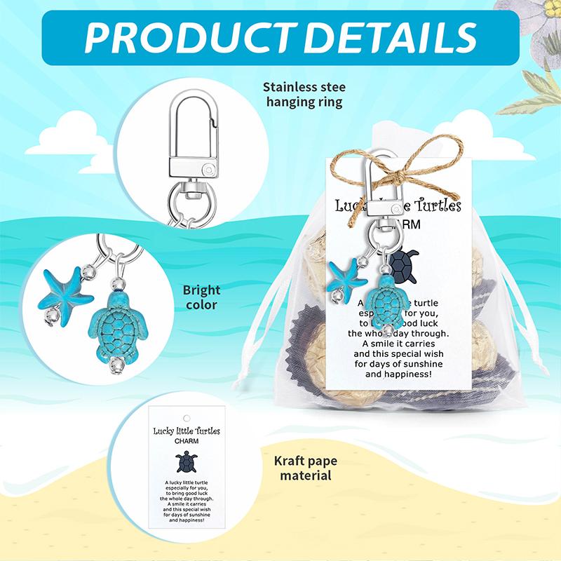 

20 Sets Turtle Keychain Bulk Good Luck Small Sea Turtle Keychain Positive Inspirational Charm Gifts With Organza Bag синий
