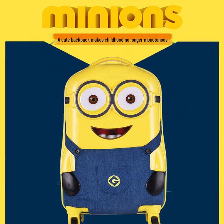 18" Kufřík Minion Cartoon na palubu - Tmavě modrý džínový pro děti i dospělé