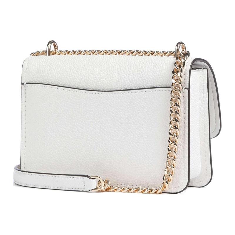 Michael Kors Claire Logo Magnetic Closure Grained Cowhide Crossbody Shoulder Bag Women's White