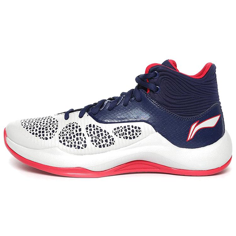 

new LiNing SONIC 5 Cushioning Anti Slip Wear Resistant Coverage Support Rebound Mid Top Basketball Shoes Blue White 43