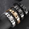12mm Punk Gold Color Viking Wolf Bracelet Men Hiphop Black Stainless Steel Biker Bike Double Mesh Chain Bangle Jewelry Wristband
