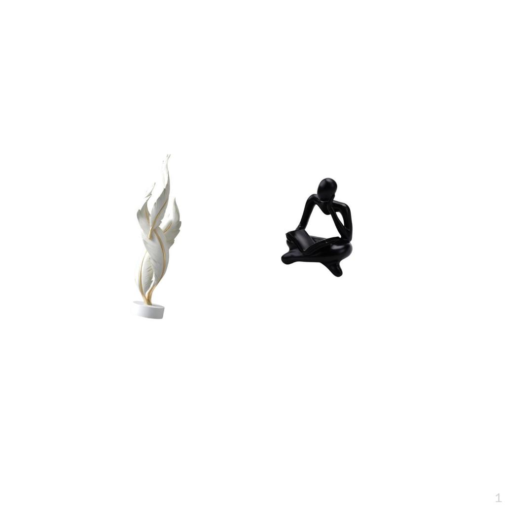 Feather Abstract Sculpture Modern Thinker Statue Resin Collection Art Crafts Desktop Ornament