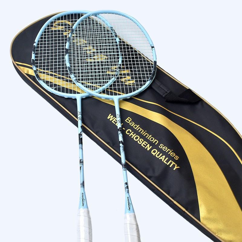 2-Piece Carbon Fiber Badminton Racket Set Intermediate To Advanced Players Pre-Strung G5 Grip Lightweight 80-84g
