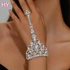 HY  Women's Gold Plated Multi-Layer Rhinestone Finger for Bracelet Shiny Diamond Accent for Latin Dance Ballroom Belly Dance