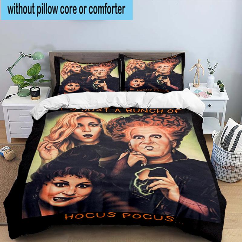 3PCS Hocus witch Halloween Magic 3pcs Bedding,Including 3PCS Duvet Cover And 2pcs Pillowcases Perfect for Christmas,Ideal for Bedroom, Dormitory