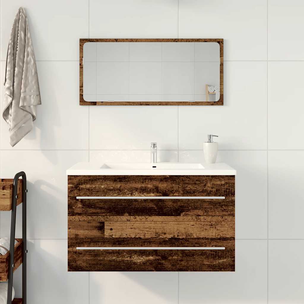 Bathroom Vanity Cabinet with Rustic Wood Look 80 X 38.5 X 48 Cm