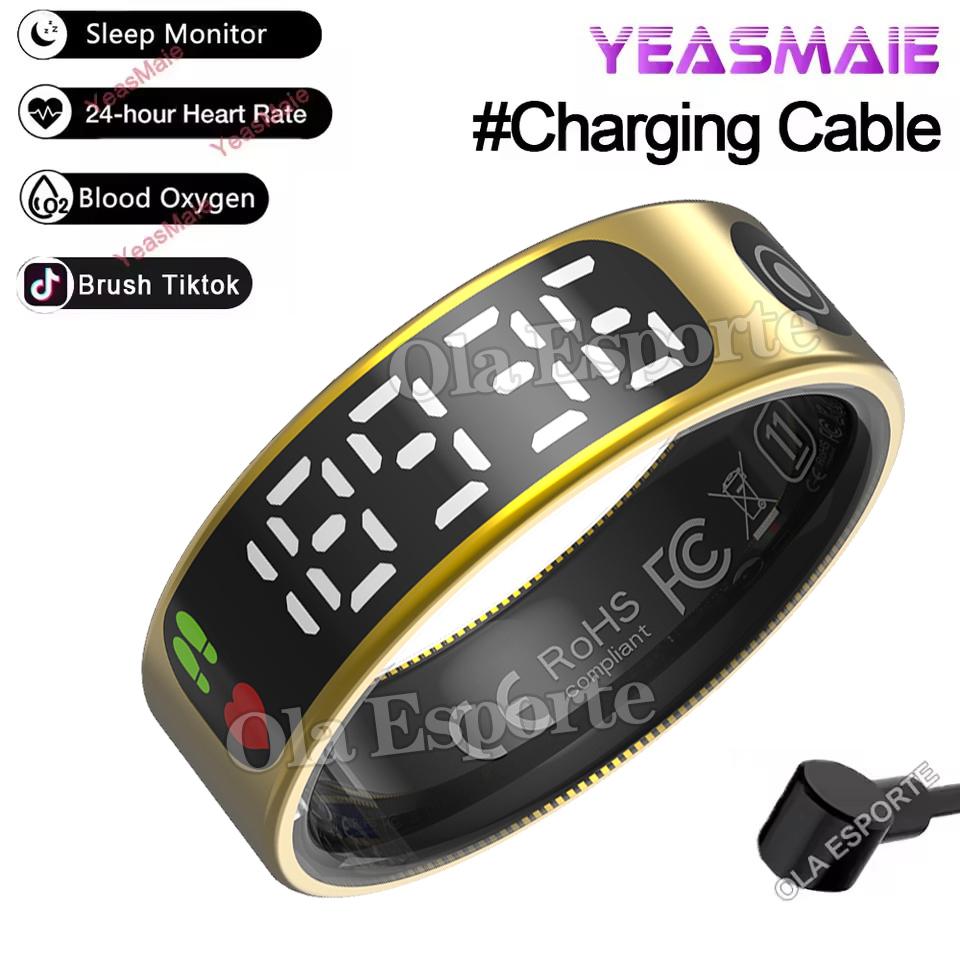 New Smart Ring LED Display Screen Heart Rate Blood Oxygen Monitor Waterproof Fitness Sports Smartring Men Women For Android IOS