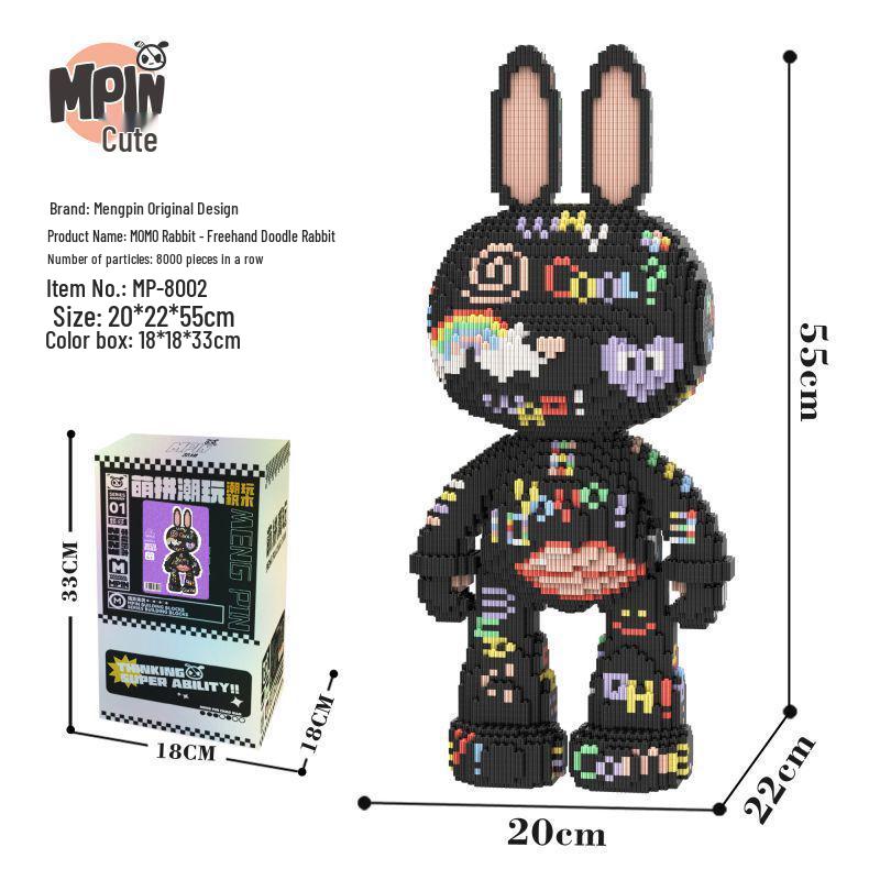 

55 см Граффити Кролик Развивающие Строительные Блоки Игрушка для Мальчиков и Девочек - Подарок на День Рождения и Декор для Гостиной