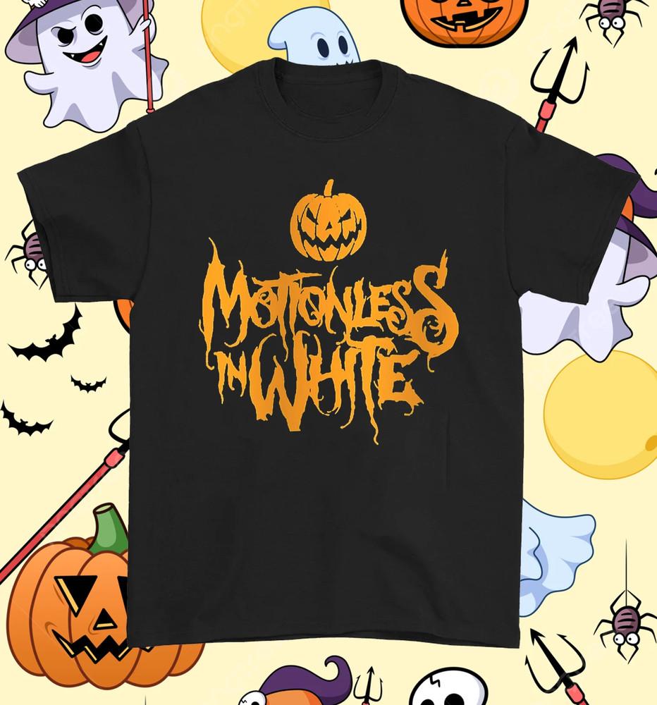 Motionless in White хэллоуинская тыква ЧЕРНЫЙ Хлопок Полный размер S-5XL Унисекс Футболка XL
