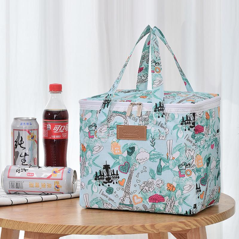Printed Outdoor Picnic Bag Ice Pack Takeaway Insulation Pack Fresh Portable Lunch Box Bag Travel Food Storage Breakfast Bag