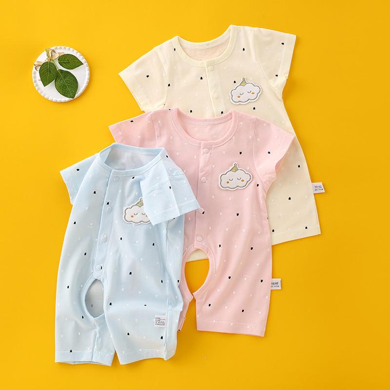 Baby Cotton Summer Romper With Short Sleeves For Newborns And Infants