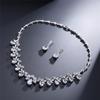 Elegant CZ Zircon Dubai Wedding Bridal Jewelry Set Luxury Water Drop Pendant Necklace Dangle Stud Earrings Sets