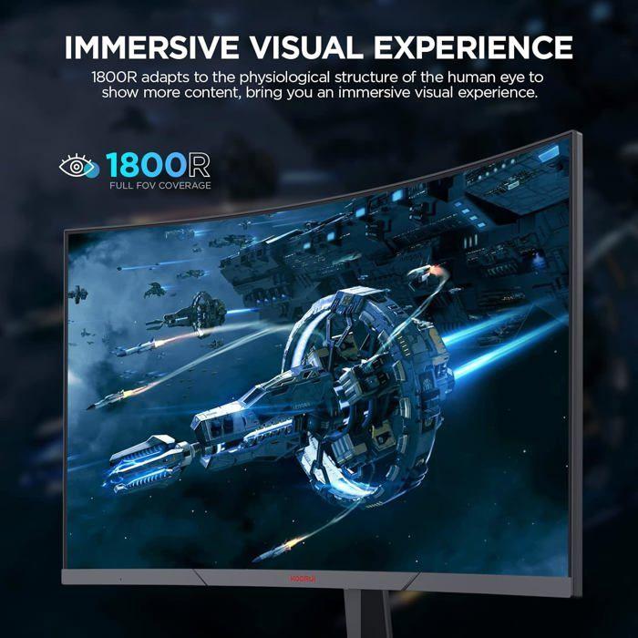 Ecran PC Gaming Incurvé - KOORUI 24E6CA - 23.6" FHD - Dalle VA 1800R- 165 Hz - 2xHDMI 1.4,1xDisplayPort