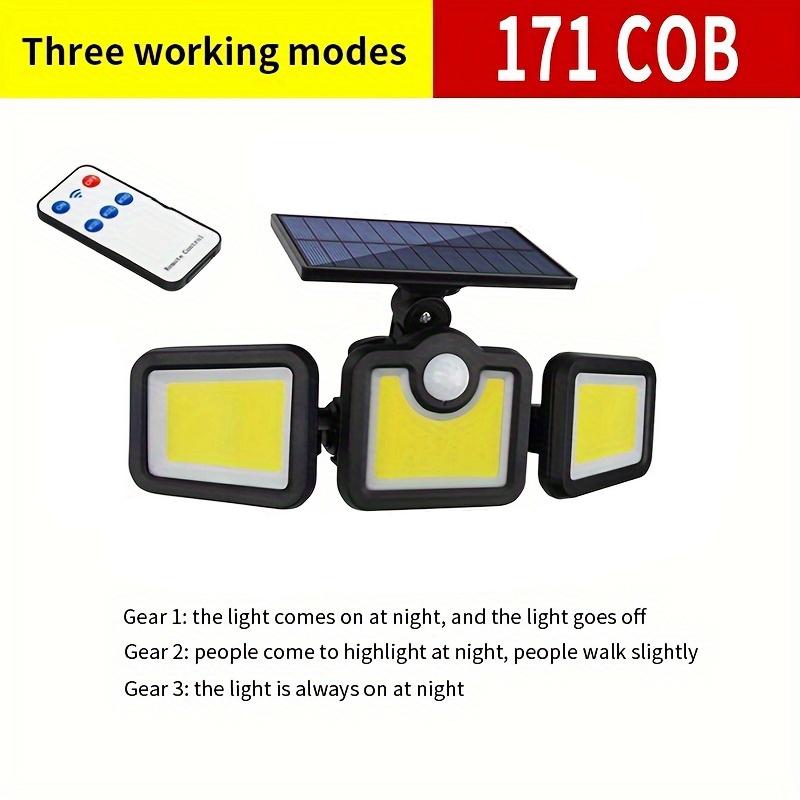 108/138 LED/171COB Waterproof Outdoor Solar Light 3 Head With Motion Sensor Lighting With Remote Control For Garden Yard Carport