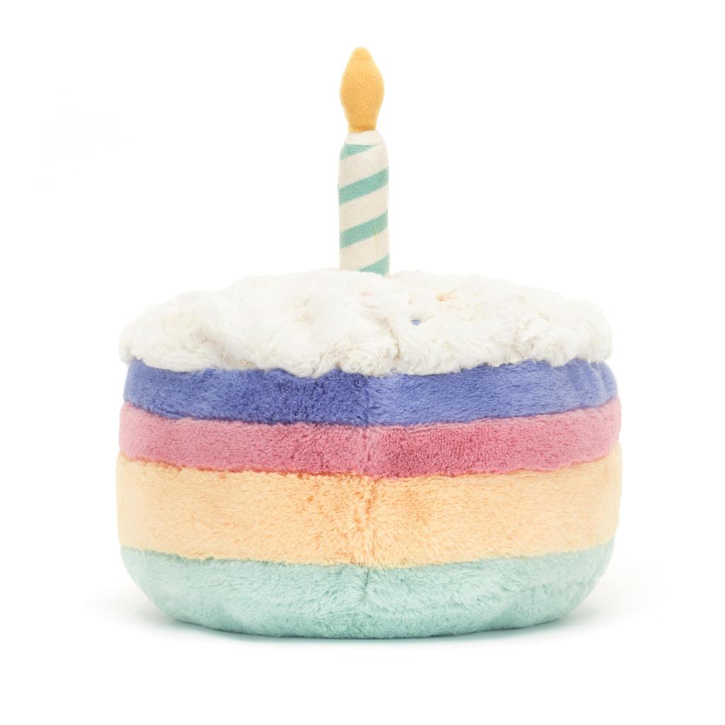 Jellycat Amuseables Rainbow Birthday Cake Plush 6 Inch Dessert Stuffed Animal Birthday Gift Toy, Medium, - -