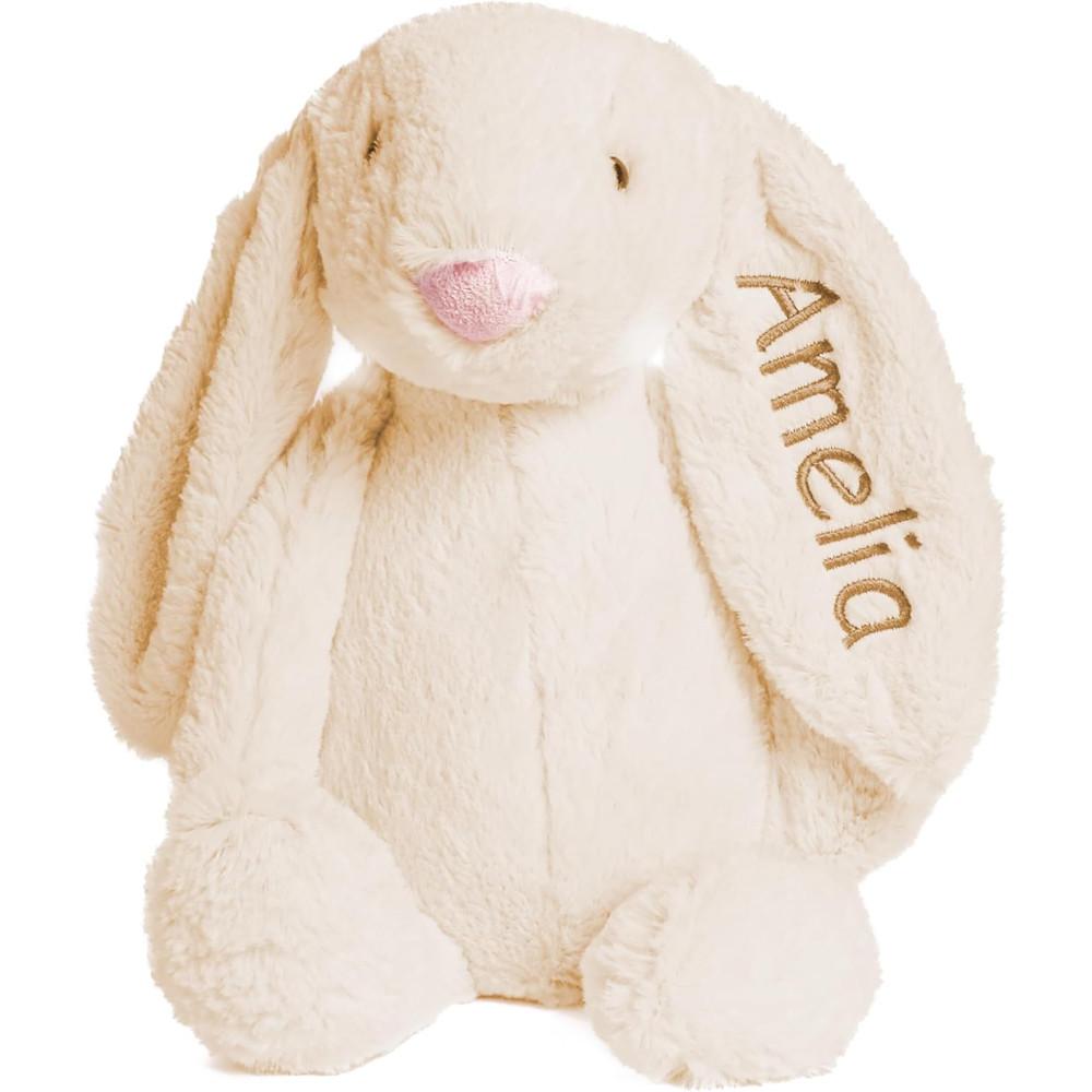 Conejo de Peluche Super Suave Personalizado, Regalo Personalizado con Nombre Bordado en la Oreja para Pascua, Regalo para Baby Shower, Regalos de Cumpleaños Lindos