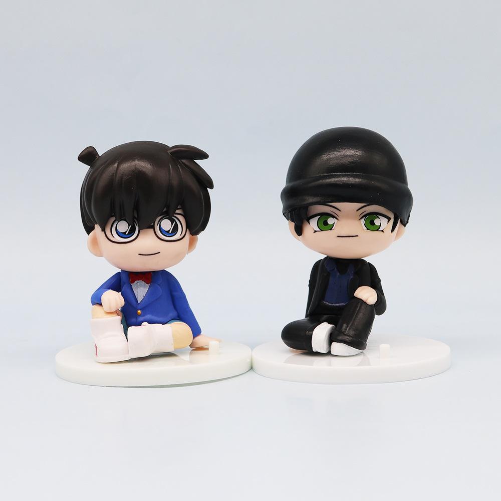 8 Pcs/Set Detective Conan Anime Figures 7.5cm Q Ver. Childhood Kuroba Kaito Conan Edogawa Car Desktop Ornaments Dolls For Kids