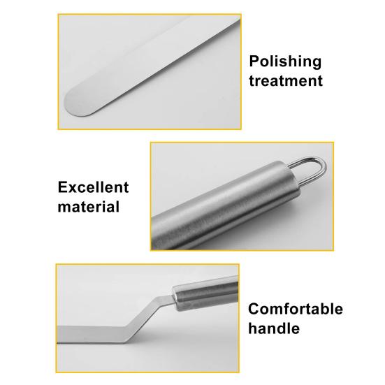 Stainless Steel Cream Spatula Curved Icing Tool for Cake Decorating 6/8/10/12 Inch Comfortable Handle DIY Cake Tools Frosting Utensils