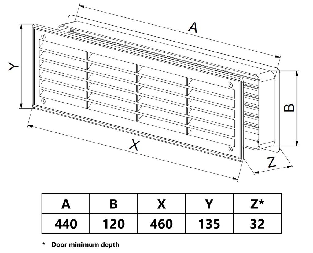 Door Ventilation Grille, Mahogany Color
