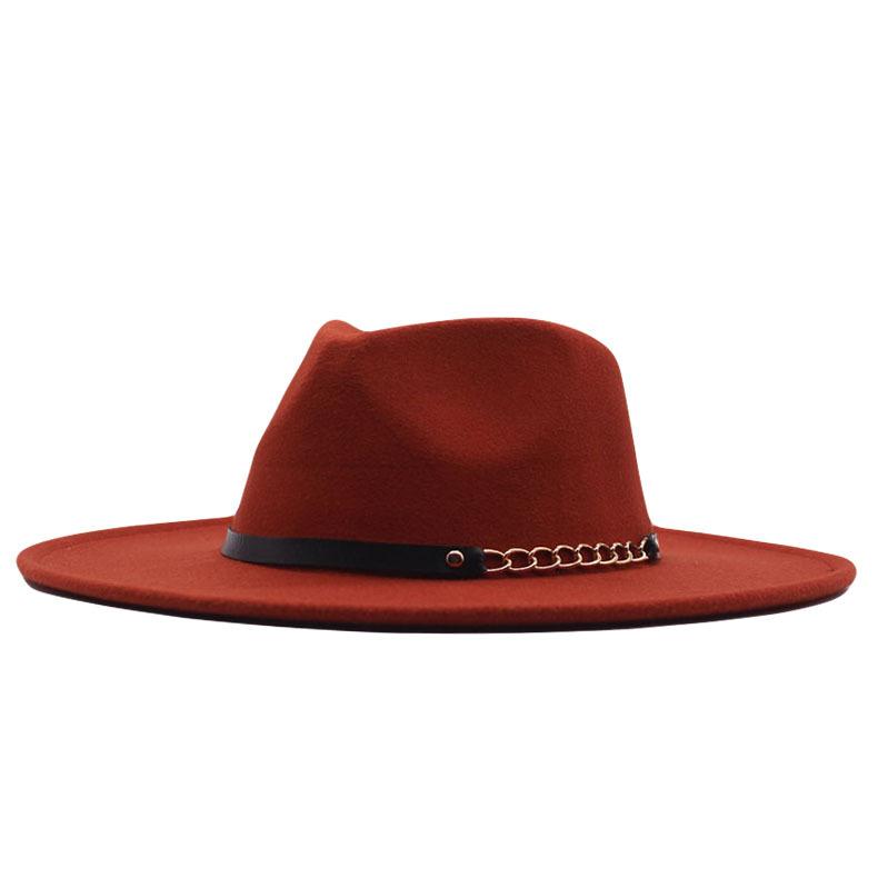 European and American Big-brimmed Jazz Hat, Autumn and Winter Men's and Women's British Woolen Hat, Convex Top Felt Top Hat
