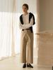 MOMET Blond Cotton Straight Pants Beige