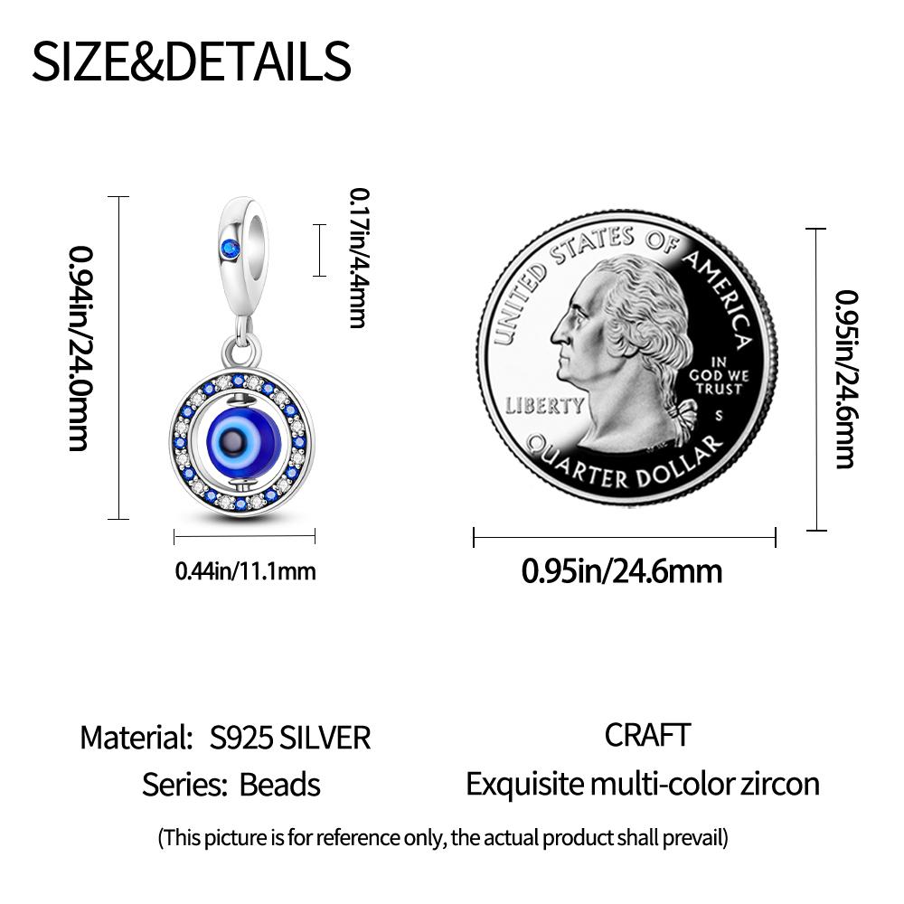925 Silver Beads Earrings Set Blue Rotating Eye Earrings Pendant For Bracelet DIY Birthday Jewelry Set