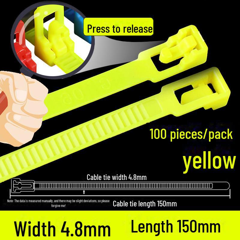 Reusable Nylon Cable Tie with Square Head, Black & White