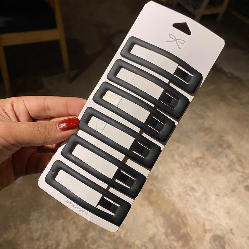Korean Matte Black Hair Clips for Women - Bangs, Side, and Headdress Clips