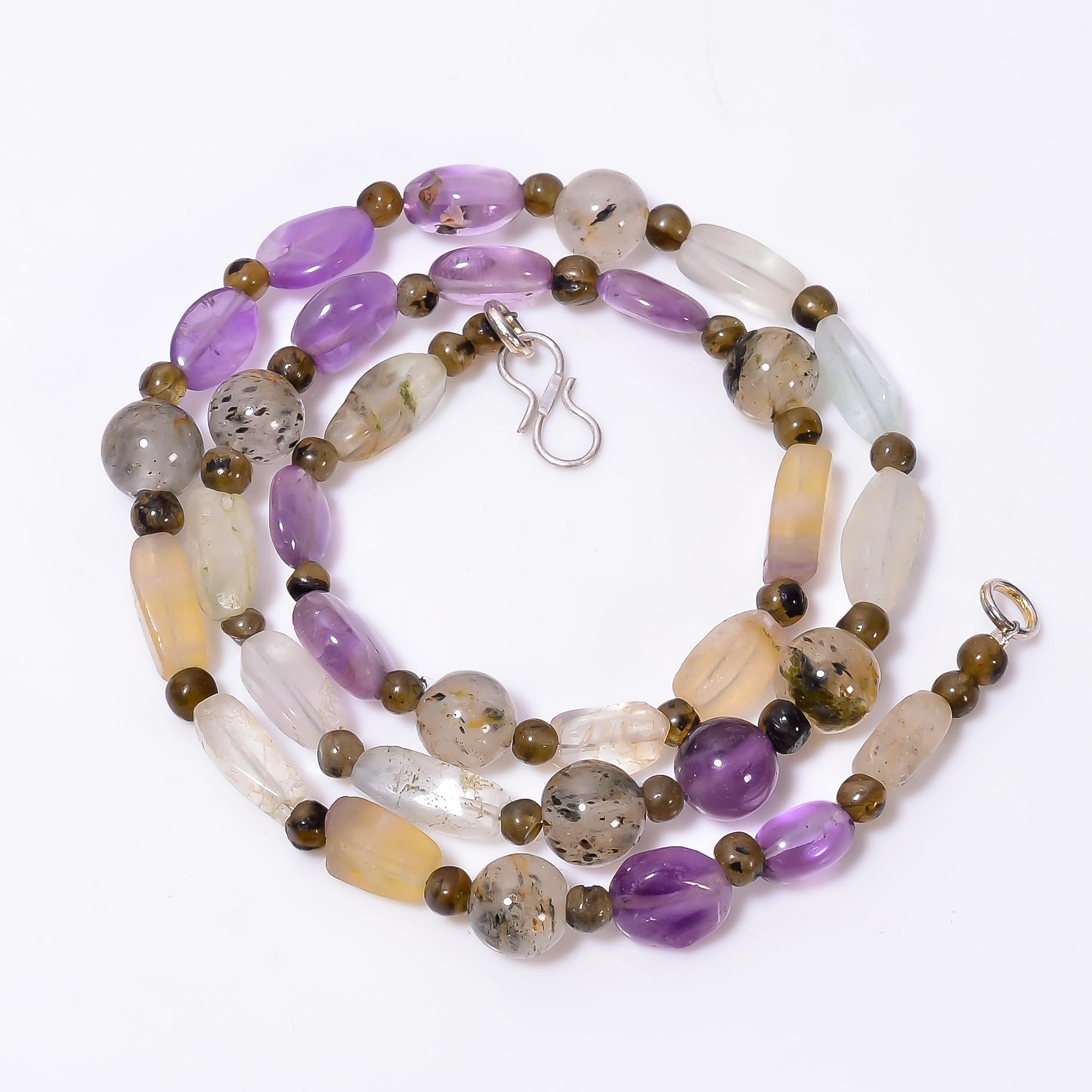 

Натуральный Аметист Точка Кварц Смешанная Форма Драгоценный Камень Гладкие Бусины Ожерелье 3-15 мм 18 UB-8629