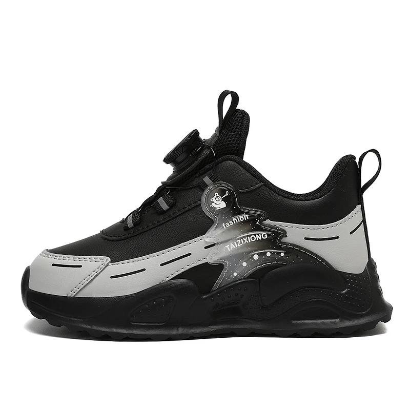 Boys Leather Sneakers Casual Sports Shoes Sole Comfortable School Walking Shoes for Kids Children Fashion Athletic Footwear