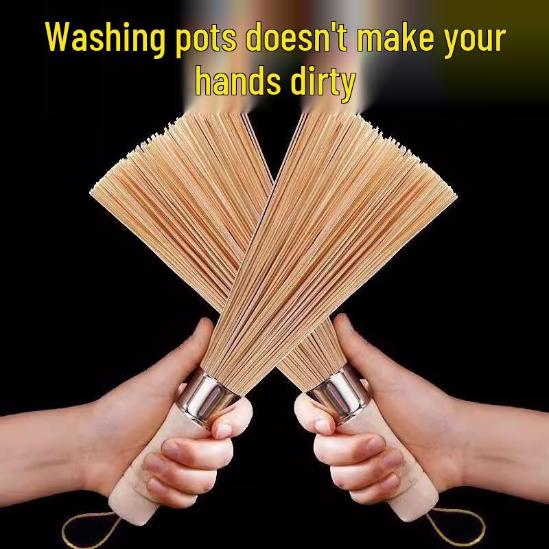 Traditional Bamboo Pot Brush with Wooden Handle