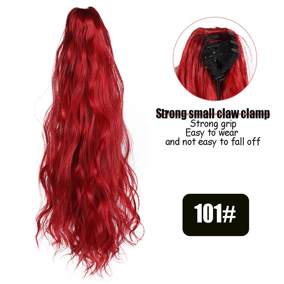 Парик с когтями и водной рябью, синтетический, женский, с длинными волосами, парик с косичками, натуральный, элегантный, с высоким хвостиком 40CM