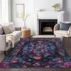 Lila Persischer Bereichsteppich Dunkel Floral Schlafzimmerteppich Modern Klassisch Fusion Wohnzimmer Art Deco Teppich Waschraum Fußmatte