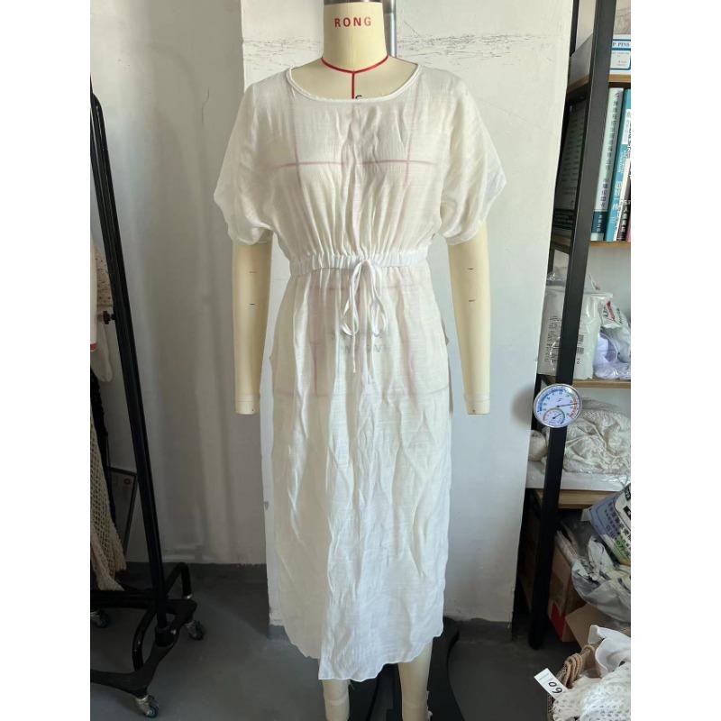 Dámské letní prázdniny Jednobarevné kulatý výstřih v pase Vysoká rozštěpená ochrana proti slunci Sexy průsvitné šaty do bikin