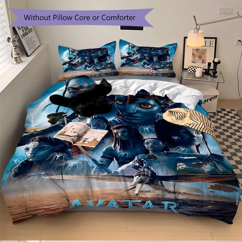Na'Vi People Pandora Print 3Pcs Bedding Set,Duvet Cover with 2 Bedro,Pillowcase Home Birthday Gift