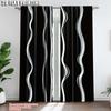 Set Of 2 Black White Stripes Polyester Curtain Bedroom Living Room Decor Fashion Semi Sheer Ideal For Great
