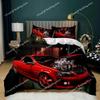 Race Car Duvet Cover Set King Queen Twin Size Red Flame Comforter Cover 3D Sport Car Theme for Boys Girl Polyester Bedding Set