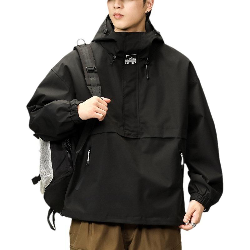 Funkční bunda Pánská trendy bunda High-End sezónní bunda Volná nepromokavá svetr s kapucí Tooling Jacket