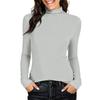 Women's Fashionable Casual Long-Sleeved Knit Top, High-Neck Solid Color, Semi-High Neck,Slim Fit, Stretchy Top.