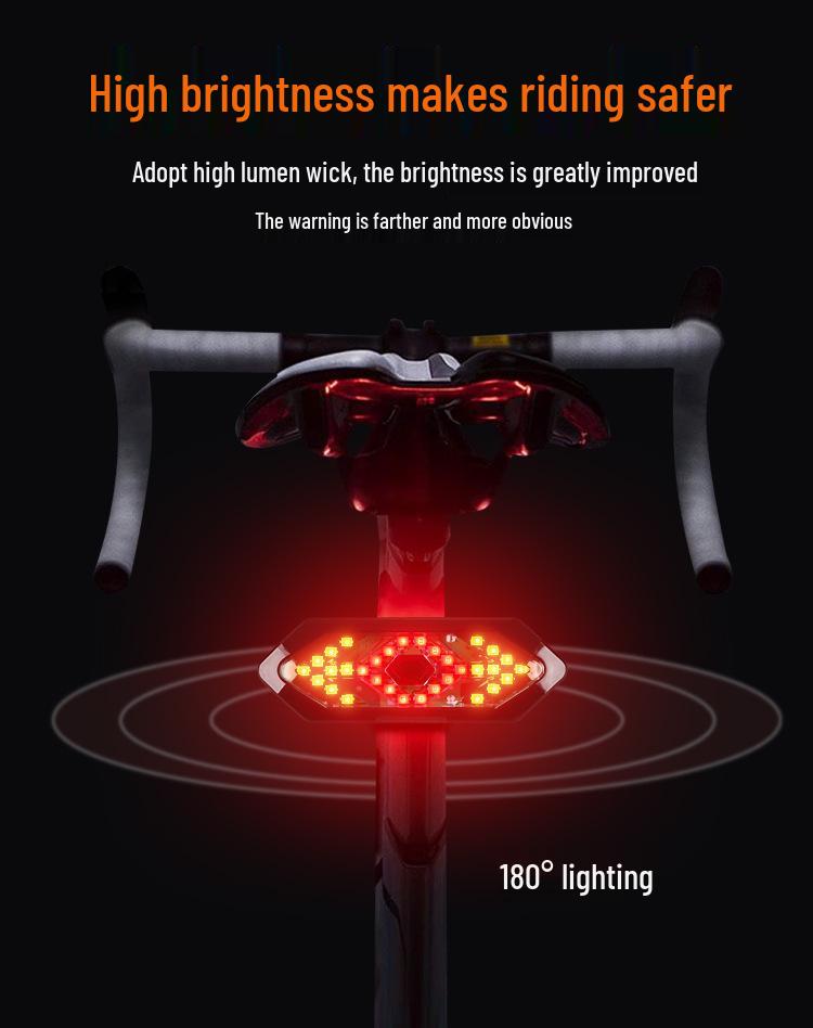 USB Rechargeable Bicycle LED Turn Signal Tail Light with Horn, Waterproof for Night Riding