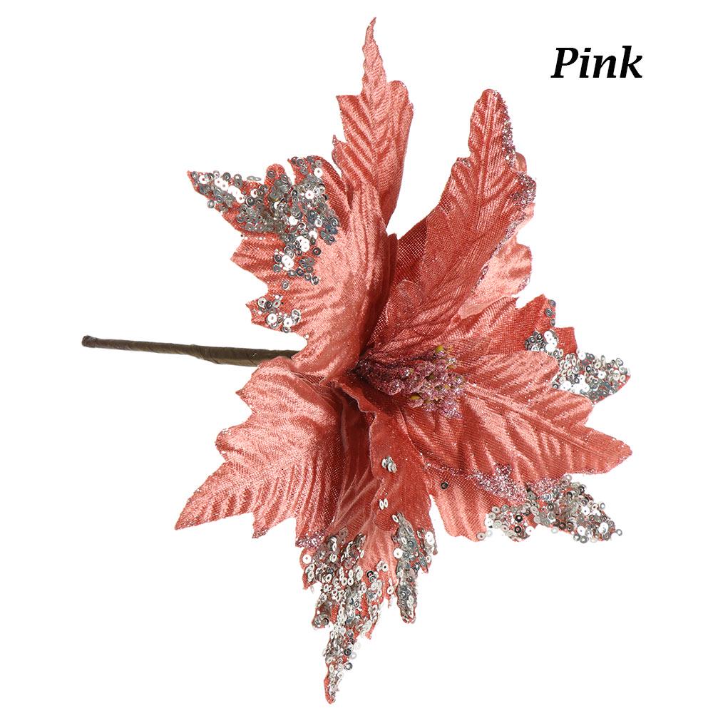 20cm Glitzer Künstliche Weihnachtsstern Weihnachtsbaum Blumen Party Dekorationsartikel Schmuck Heimdeko Handarbeit Flanellstoff Blume