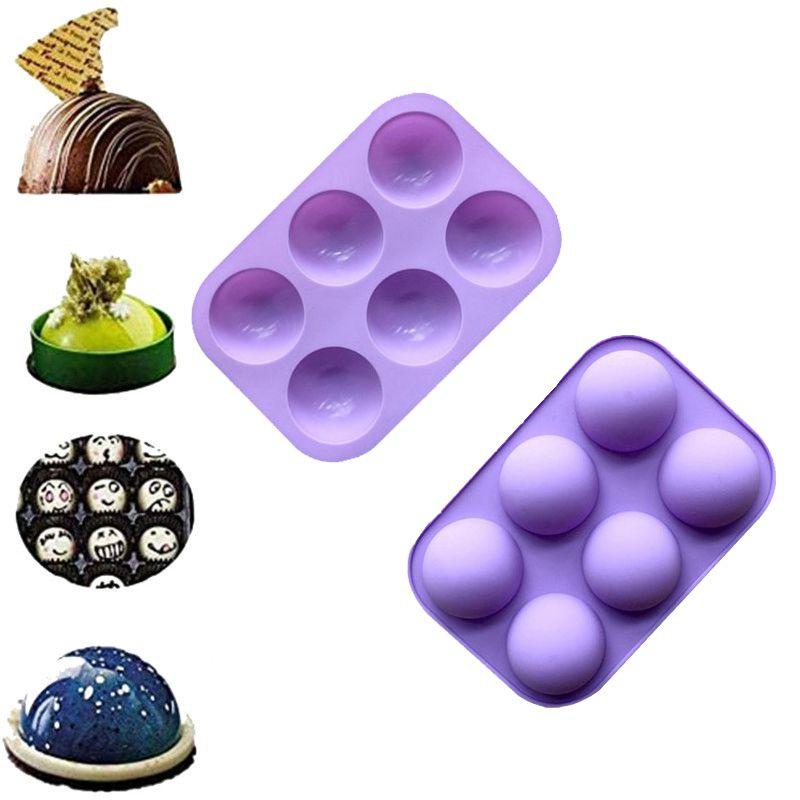 Half 6holes 3d Ball Semicircle Silicone Chocolate Mold Sphere Cake Mold Baking