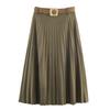 Za Autumn New Women's Clothing Zr European and American Style Fashion Belted Suede Pleated Midi Skirt 3046266