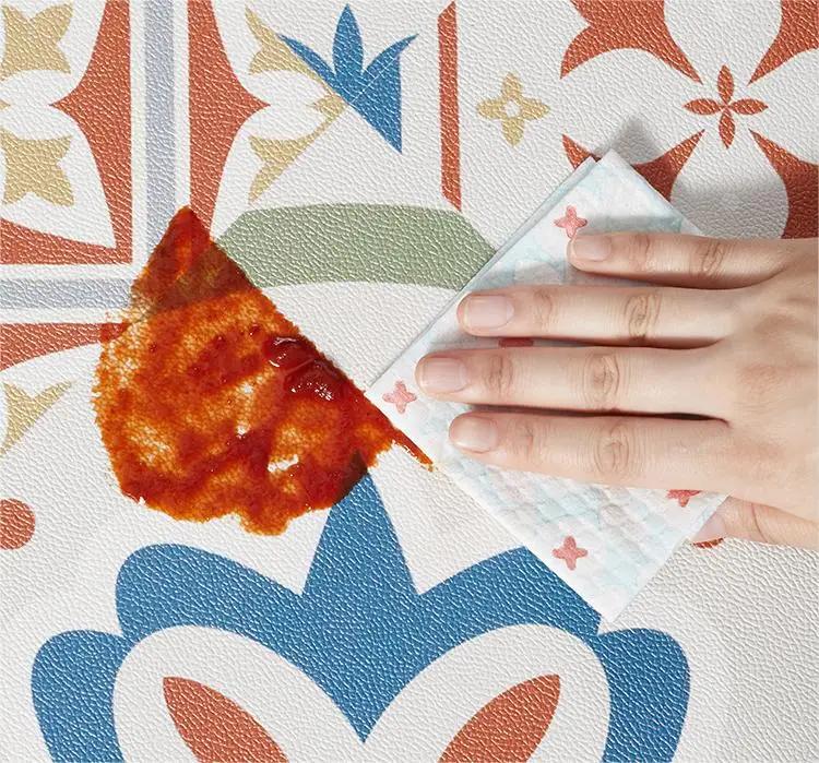 Kitchen Carpet Large PVC Waterproof Rug Non-slip Floor Mat Leather Oil-proof Foot Mats American Retro Style Home Decoration Rugs