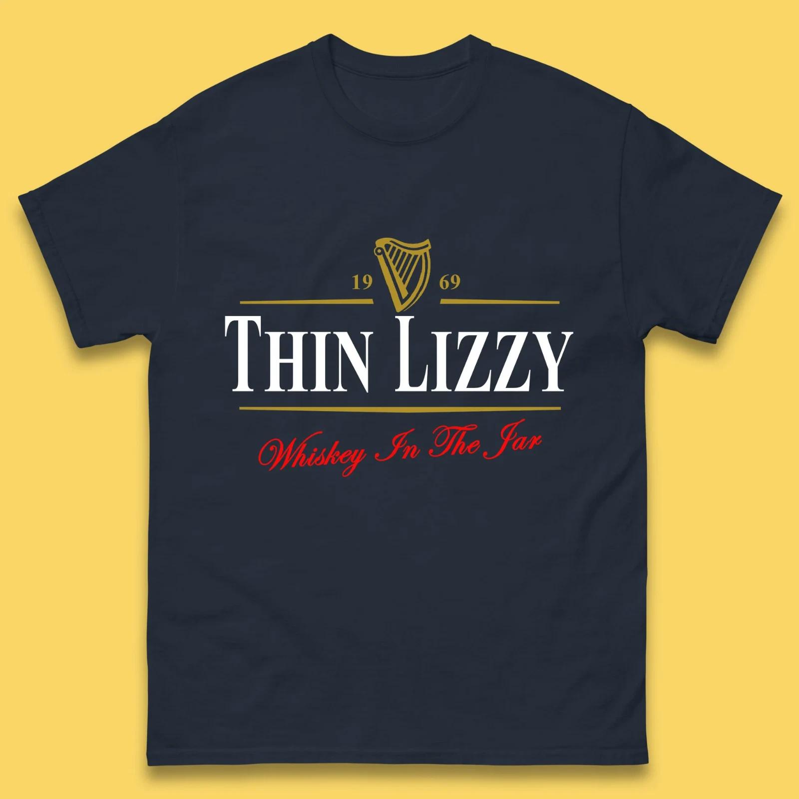 Men s and Women s T-shirts Thin Lizzy Thin Lizzy Whiskey in The Jar Heavy Cotton Navy S-5XL M