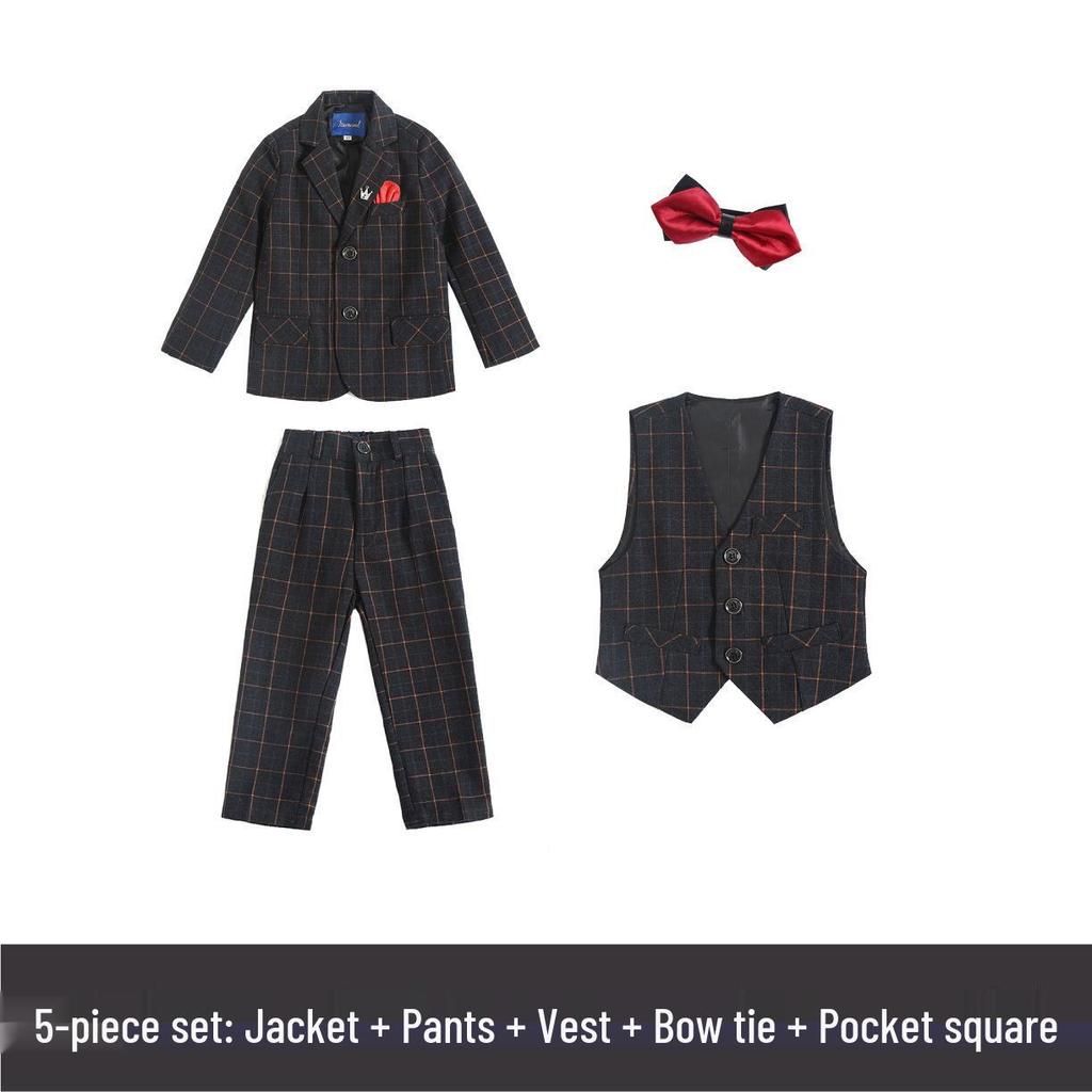 Boys' Formal Suit Set: Page Boy, Piano Performance, Medium & Large Sizes, Handsome Spring/Autumn Jacket