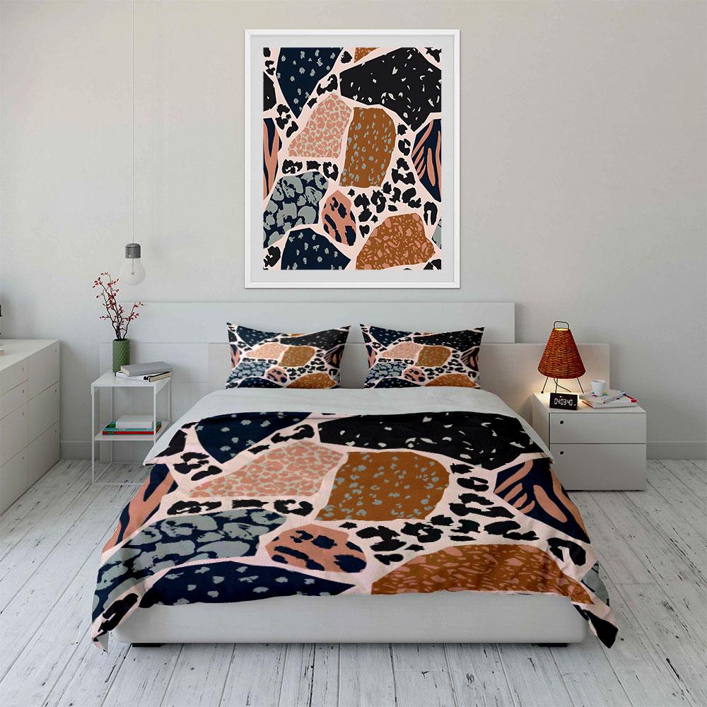 Abstract Pattern Three-Piece Set for Home  Kid's and Adults' Bedroom Decor, Exquisite Three-piece Bedding Set Gift